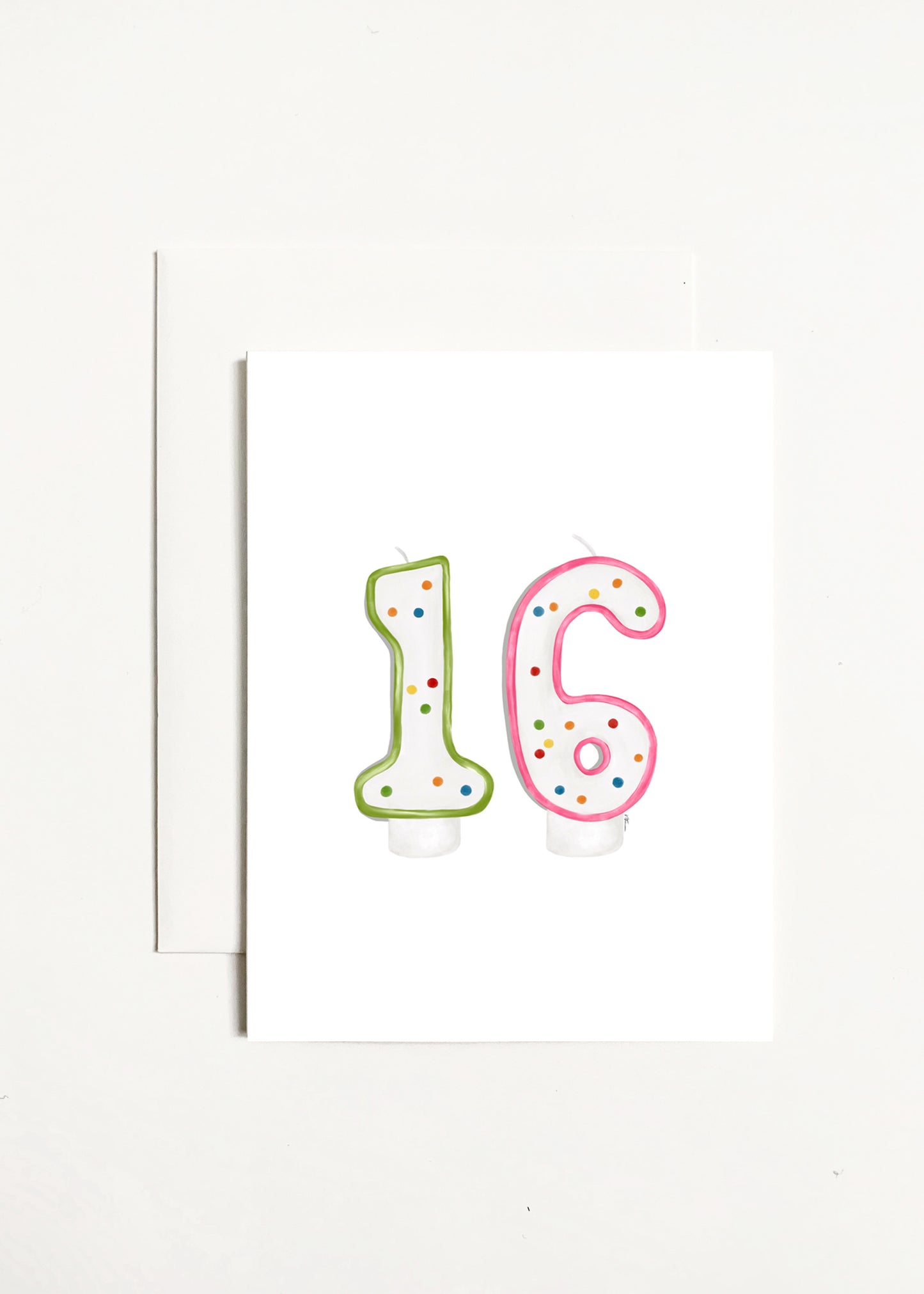 16 Birthday Candles - Pink and Green