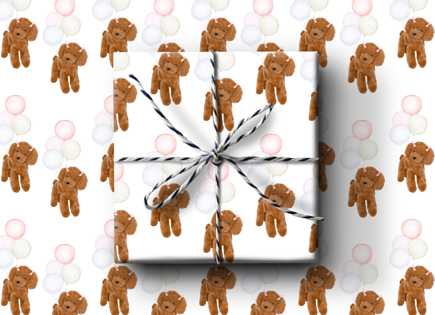 Birthday Balloons Poodle Wrapping Paper
