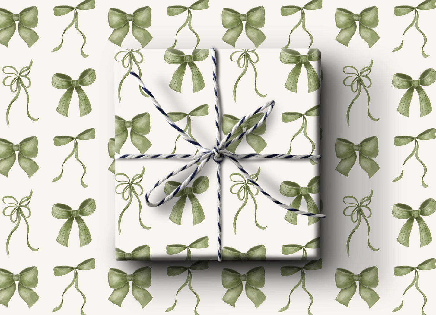 Green Bows Wrapping Paper