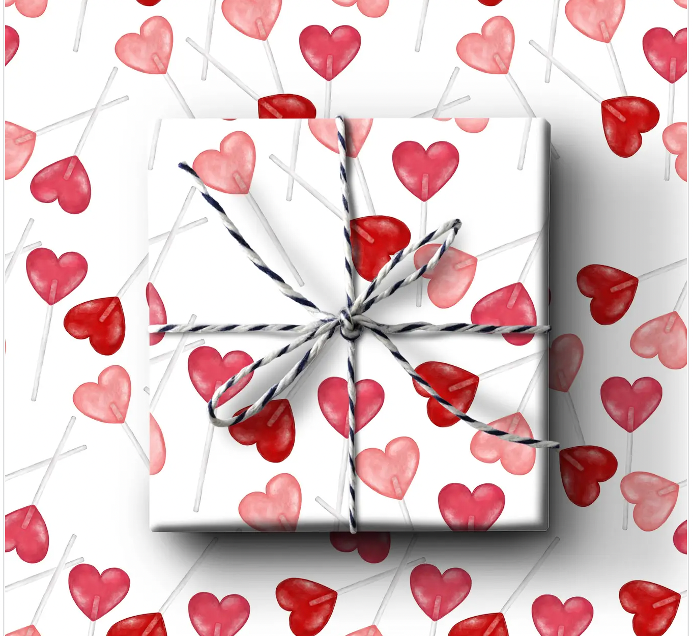 Red Heart Lollipop Wrapping Paper