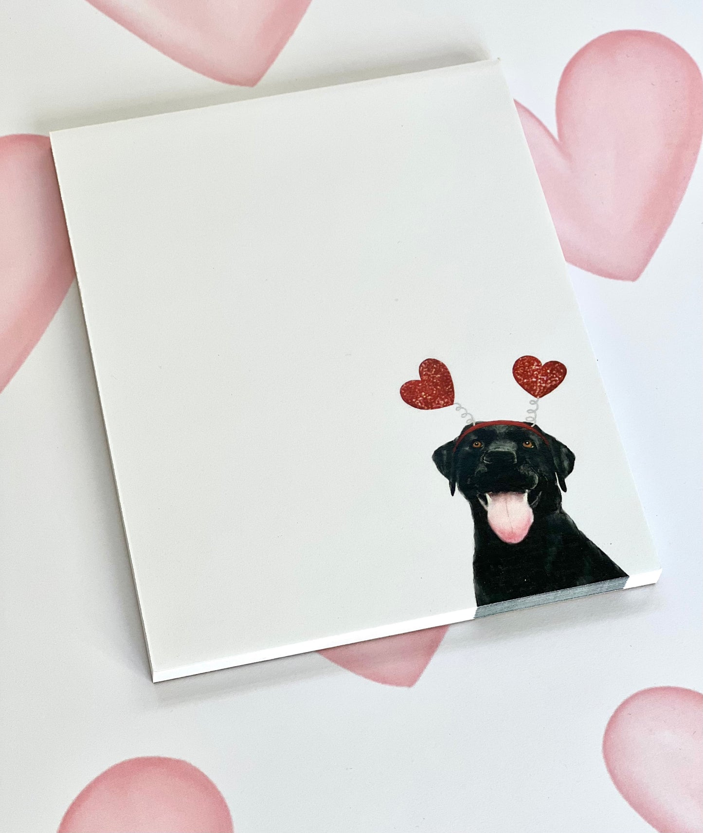 Hearts Black Lab Notepad