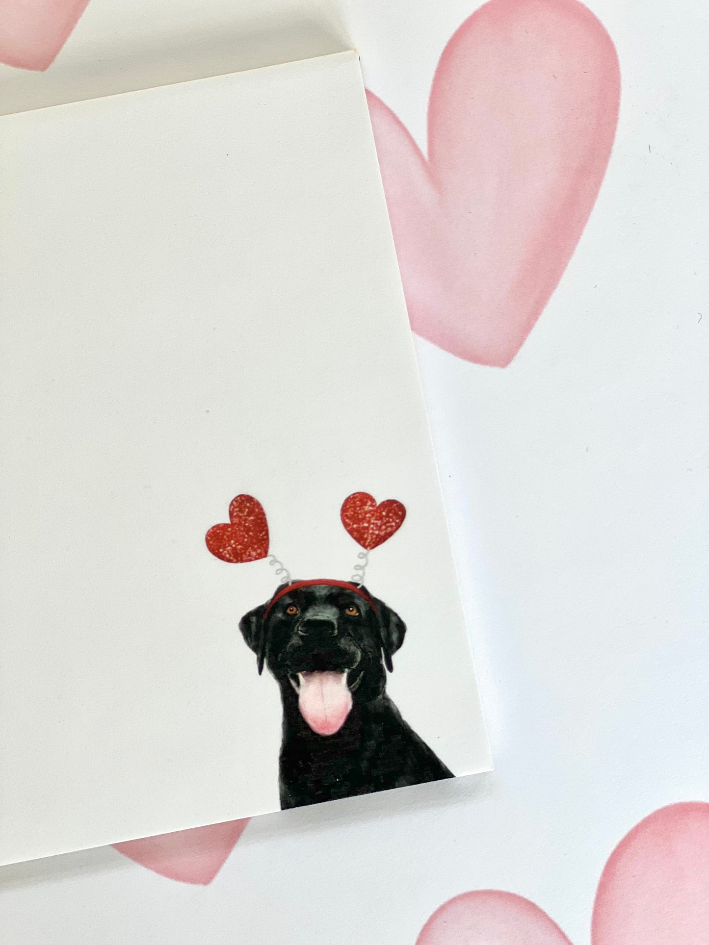 Hearts Black Lab Notepad