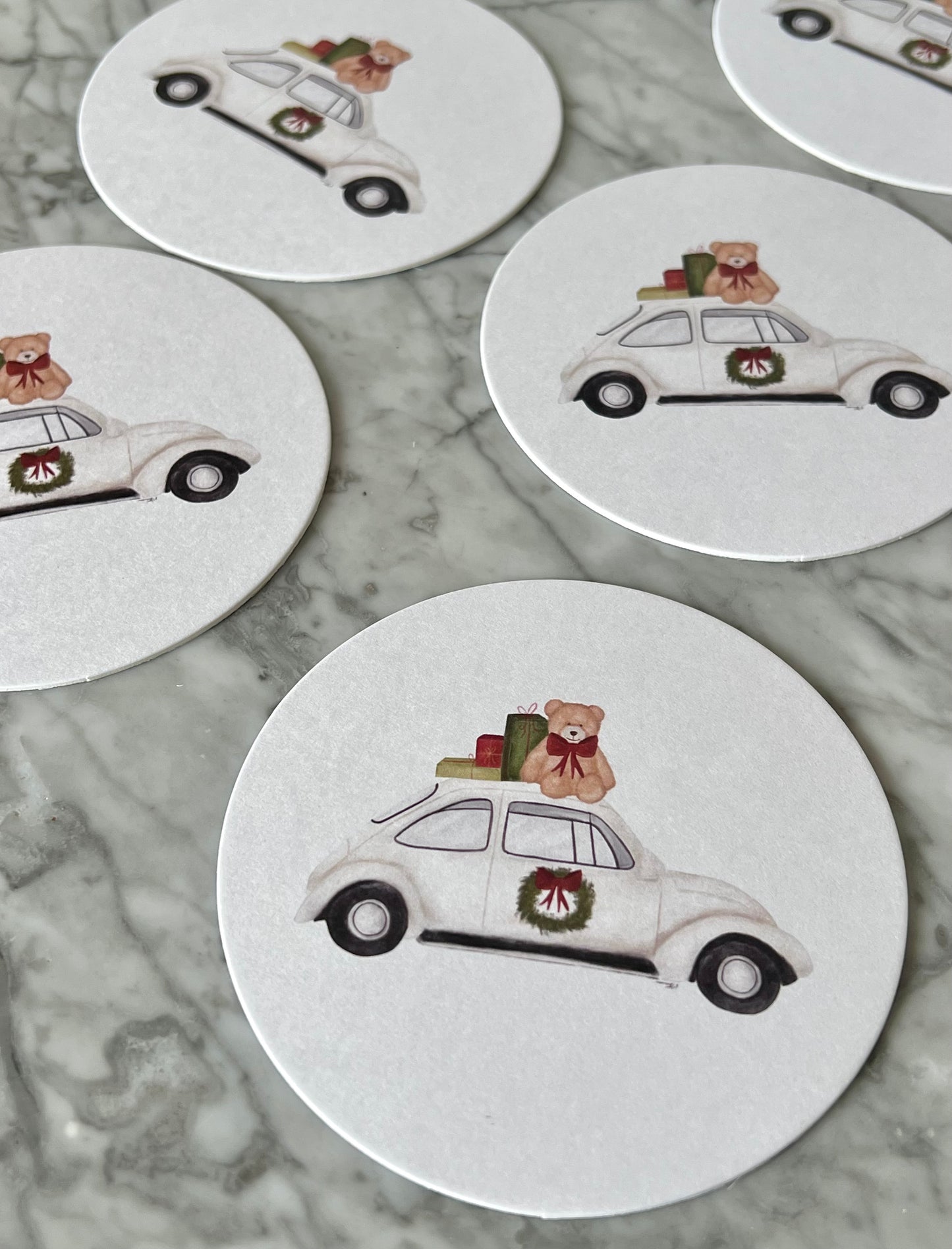 Christmas White Buggy Coasters