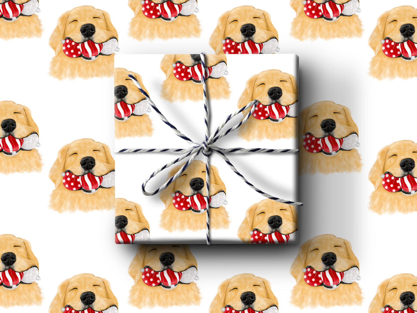Golden Retriever With Christmas Ornaments Wrapping Paper