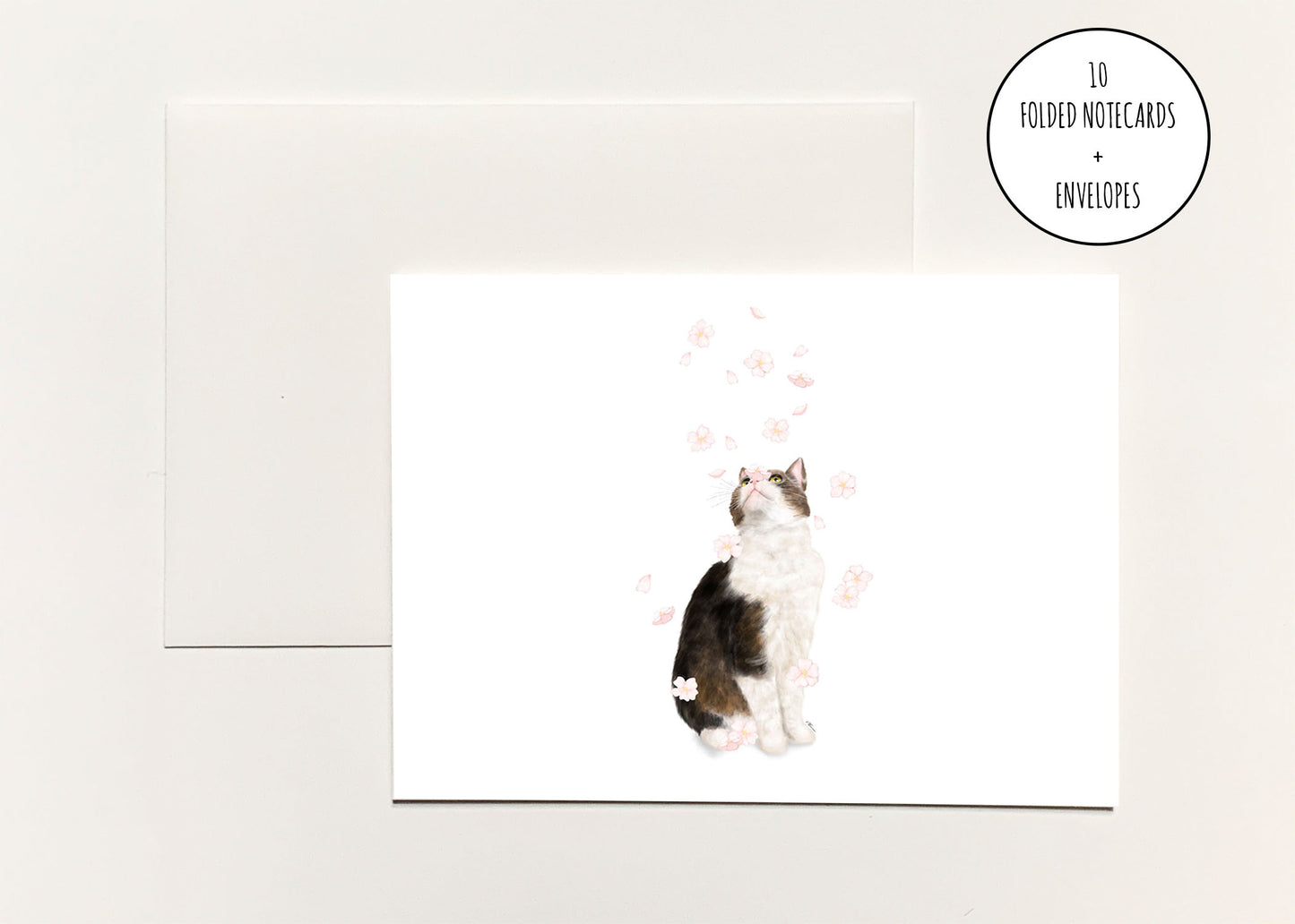Falling Sakura - Cat Notecard