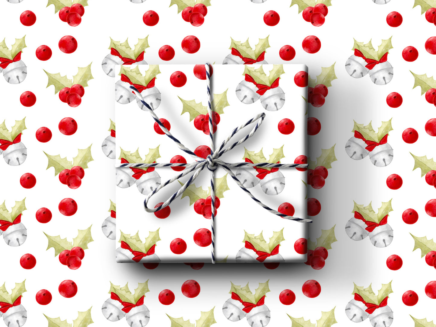 Holly and Bells Wrapping Paper