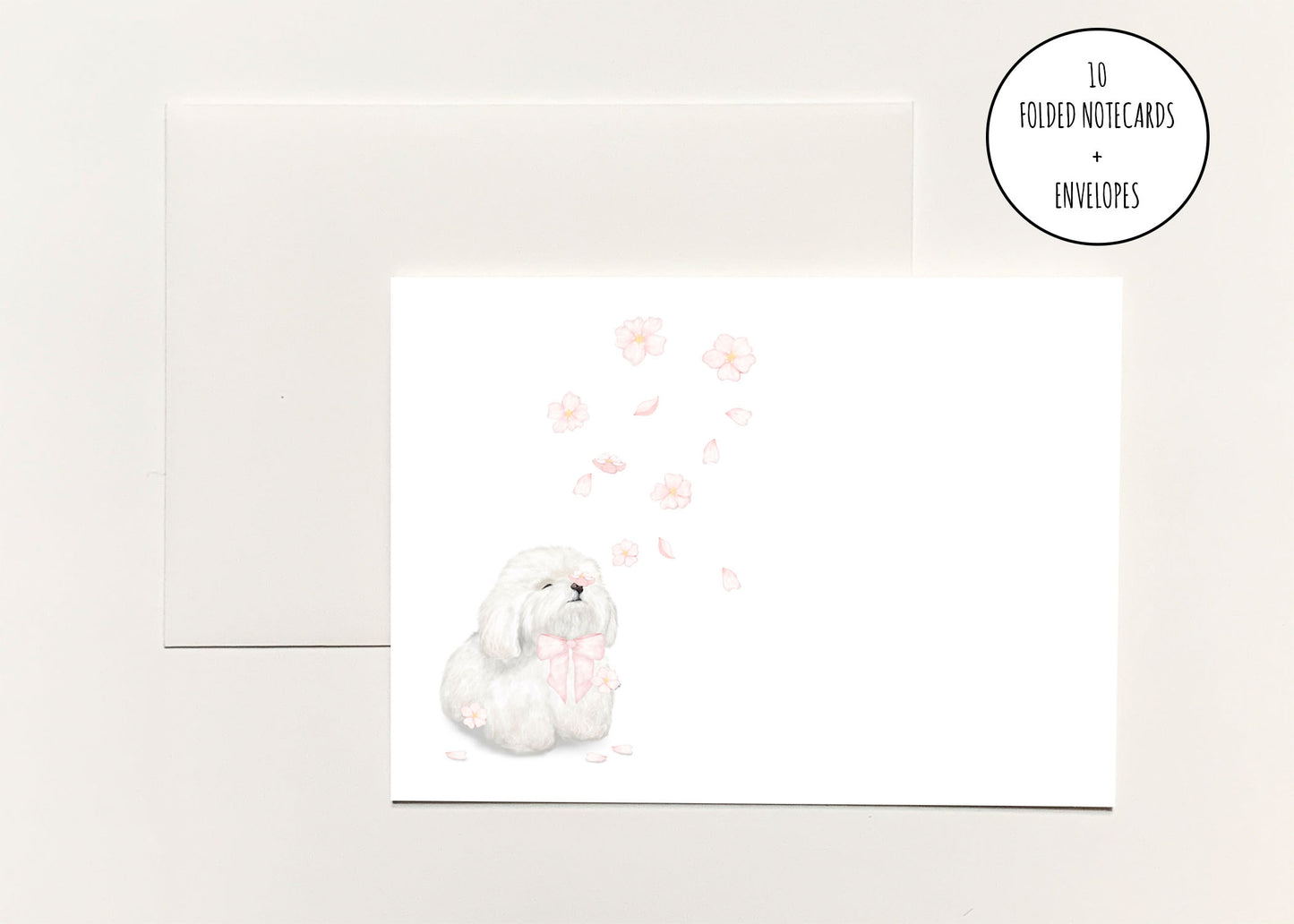 Falling Sakura - Bichon Notecards