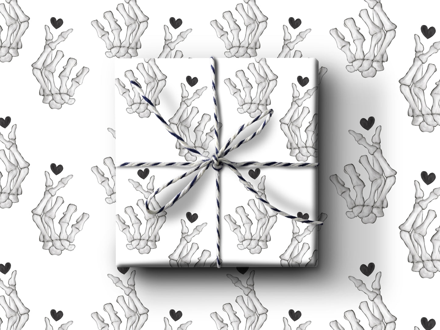 Skeleton Finger Heart Wrapping Paper