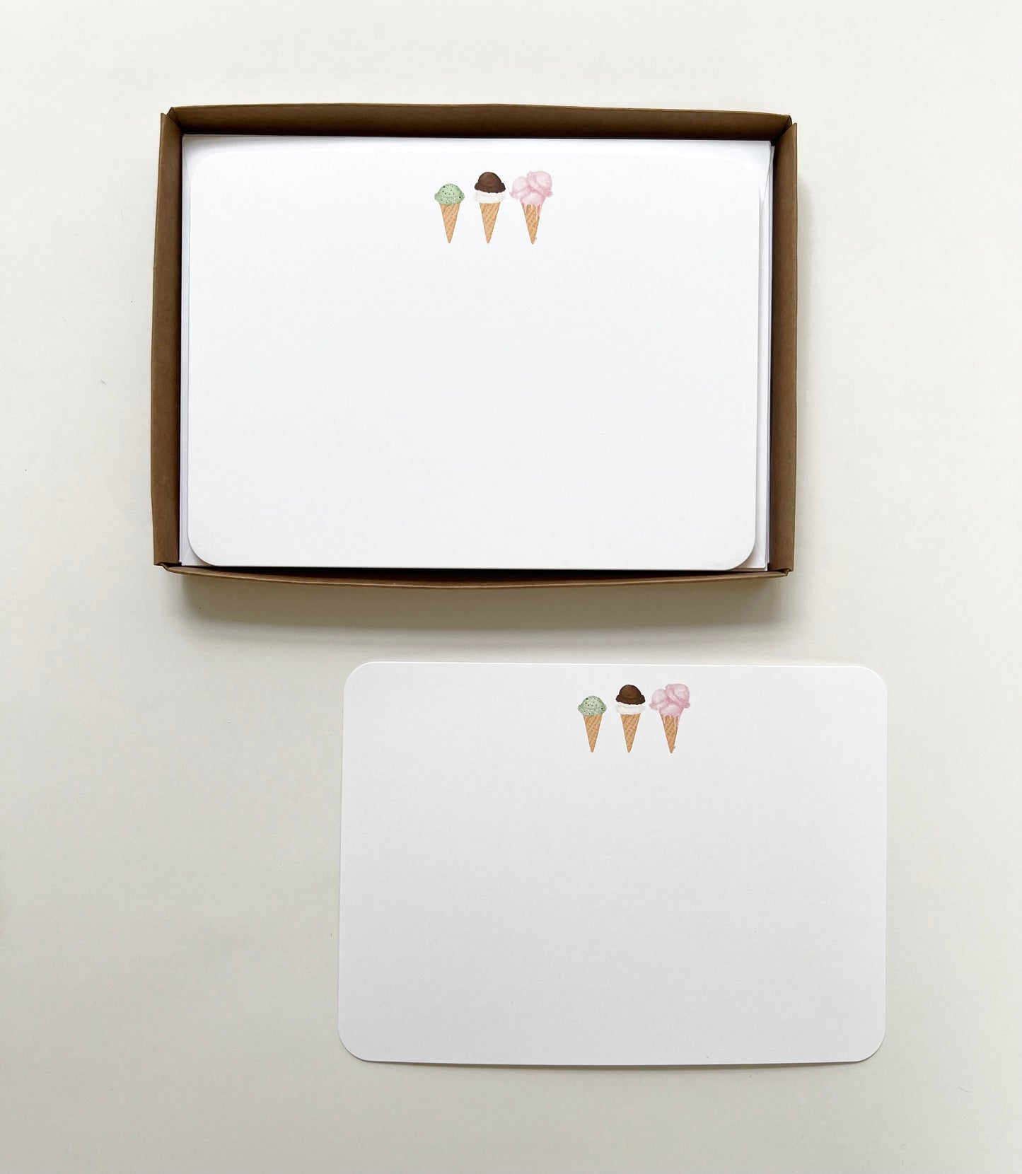 Ice Cream Cones Flat Notecards