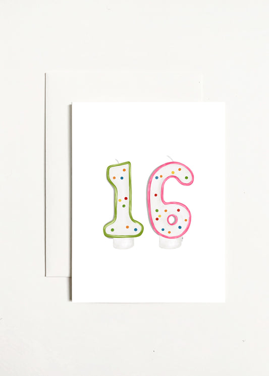 16 Birthday Candles - Pink and Green