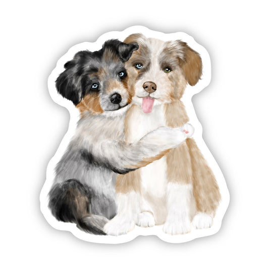 Aussie Puppies Hugging