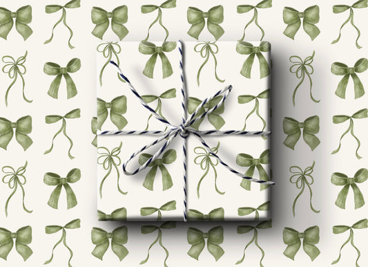Green Bows Wrapping Paper