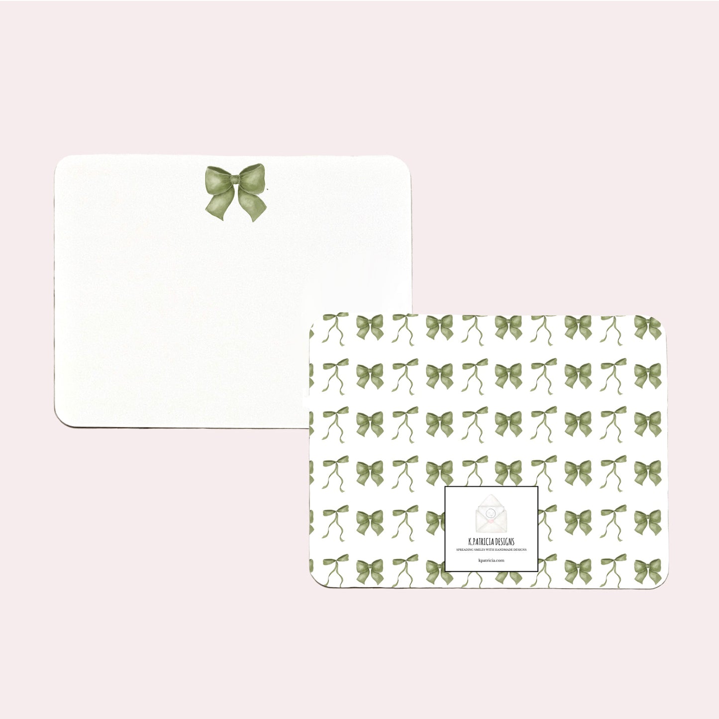 Green Bow Rounded Flat Notes