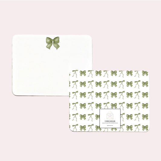 Green Bow Rounded Flat Notes
