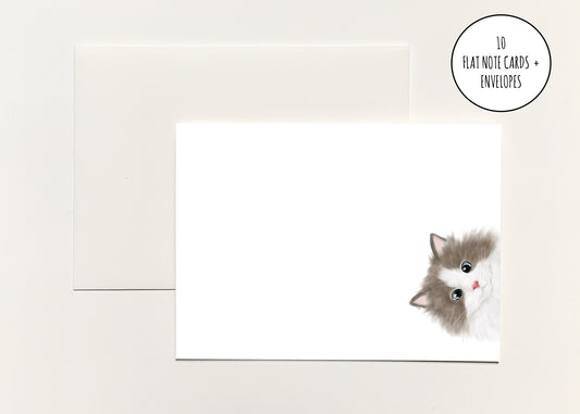 Peeping Cat Flat Notecards