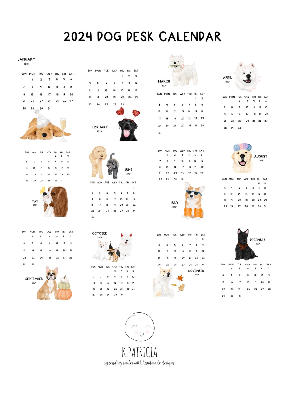 Dog 2024 Desk Calendar