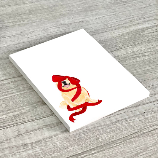 Golden Retriever With Red Bow Small Notepad