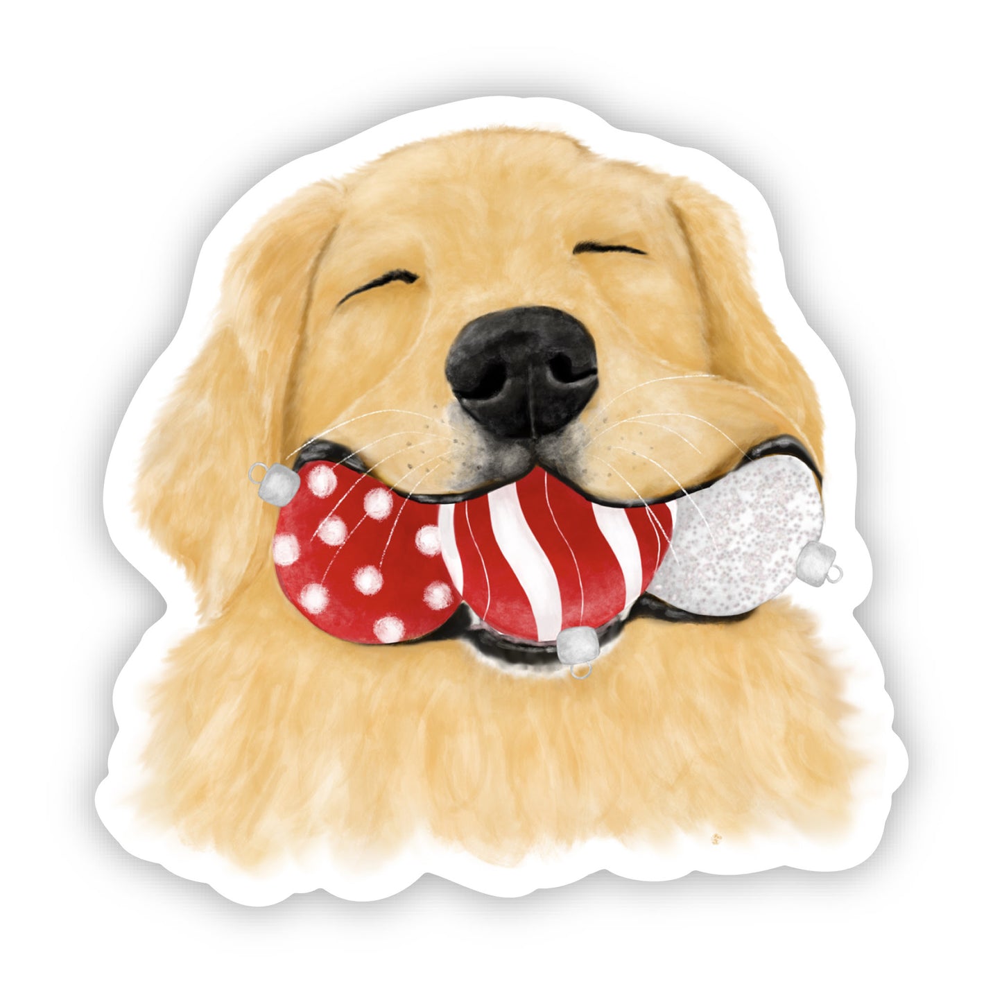 Golden Retriever With Christmas Ornaments Sticker