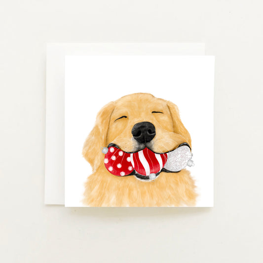 Golden Retriever With Christmas Ornaments