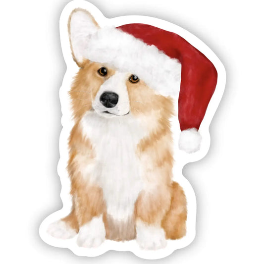Corgi With Santa Hat Sticker