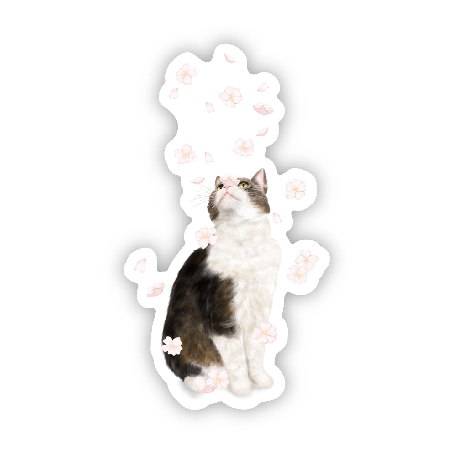 Falling Sakura Cat Sticker