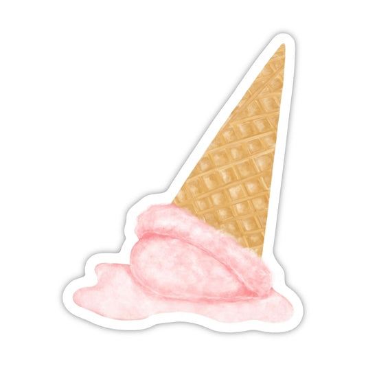 Melting Strawberry Ice Cream Cone Sticker