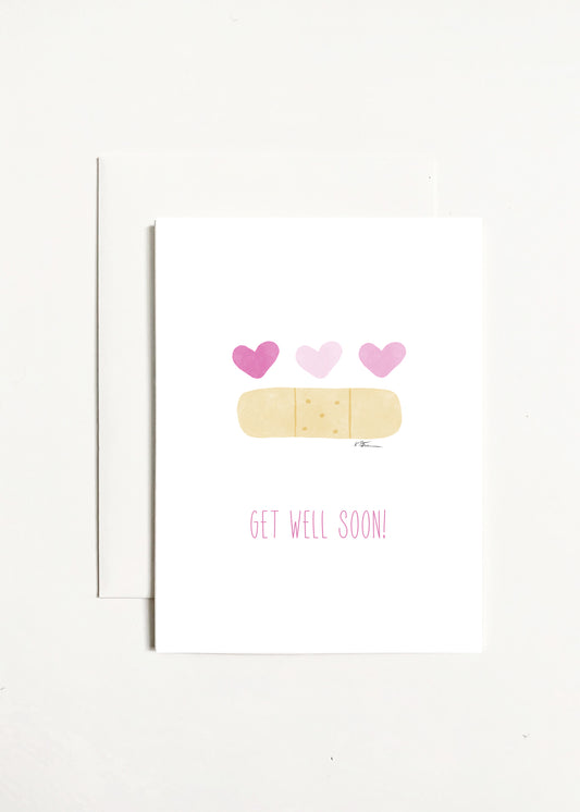 Get Well Soon! - Bandaid With Hearts