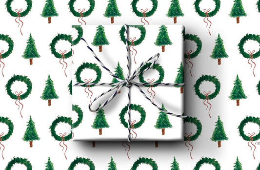Tree and Wreathe Wrapping Paper
